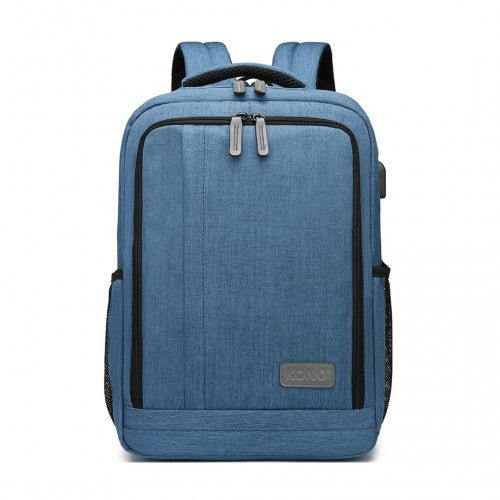 EM2111S - Kono Multi - Compartment Backpack with USB Port - Blue - Easy Luggage