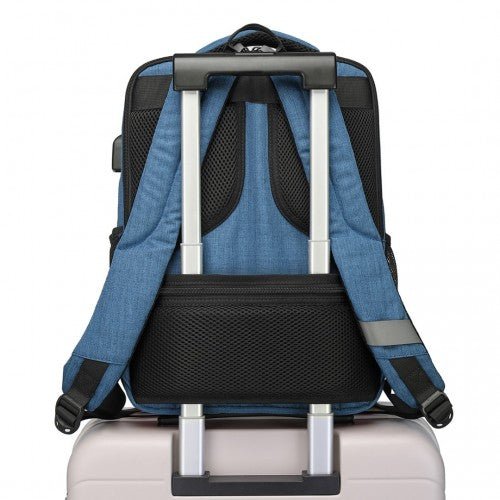 EM2111S - Kono Multi - Compartment Backpack with USB Port - Blue - Easy Luggage