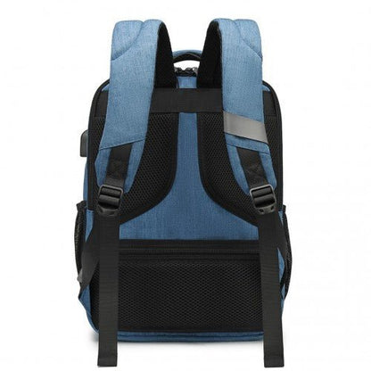 EM2111S - Kono Multi - Compartment Backpack with USB Port - Blue - Easy Luggage