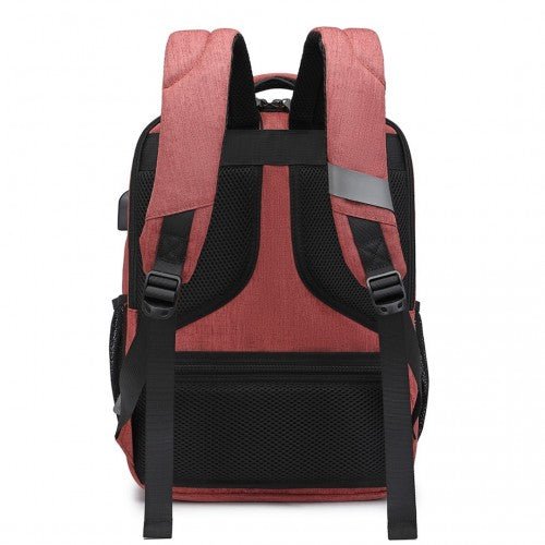 EM2111S - Kono Multi - Compartment Backpack with USB Port - Claret - Easy Luggage