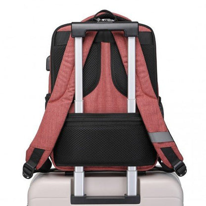 EM2111S - Kono Multi - Compartment Backpack with USB Port - Claret - Easy Luggage