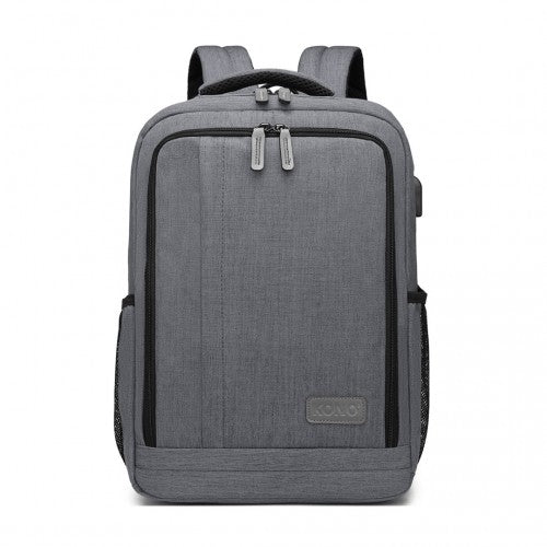 EM2111S - Kono Multi - Compartment Backpack with USB Port - Grey - Easy Luggage