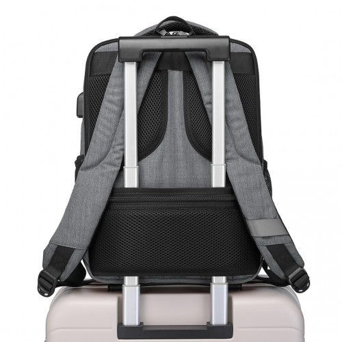 EM2111S - Kono Multi - Compartment Backpack with USB Port - Grey - Easy Luggage