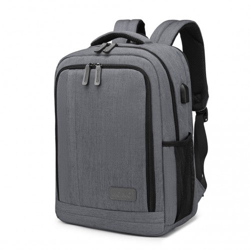 EM2111S - Kono Multi - Compartment Backpack with USB Port - Grey - Easy Luggage