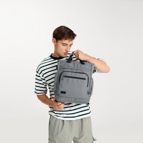 EM2137 - Kono Durable Waterproof Multi Men’s Backpack Shoulder Bag - Grey - Easy Luggage