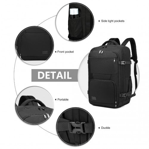 EM2207 - Kono Multifunctional Portable Travel Backpack Cabin Luggage Bag - Black - Easy Luggage