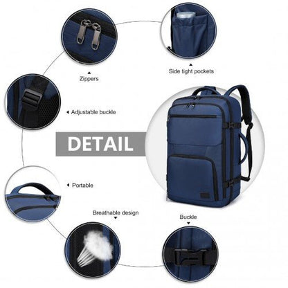 EM2207 - Kono Multifunctional Portable Travel Backpack Cabin Luggage Bag - Navy - Easy Luggage