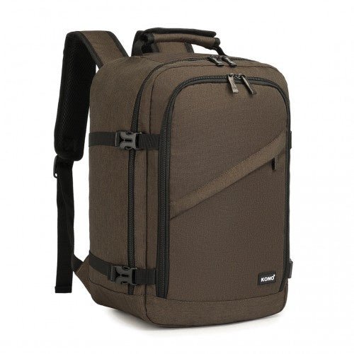 EM2231 - Kono Lightweight Cabin Bag Travel Business Backpack - Brown - Easy Luggage