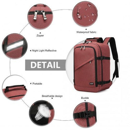 EM2231 - Kono Lightweight Cabin Bag Travel Business Backpack - Burgundy - Easy Luggage