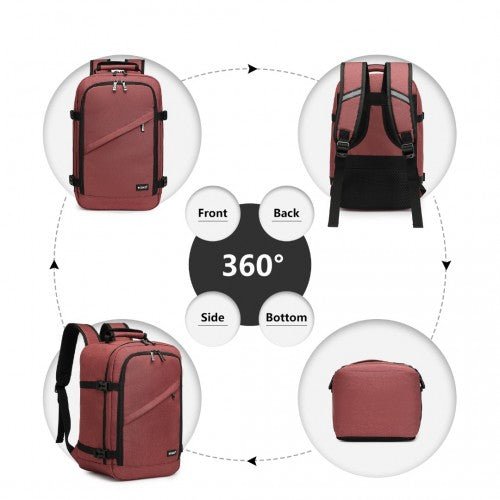 EM2231 - Kono Lightweight Cabin Bag Travel Business Backpack - Burgundy - Easy Luggage