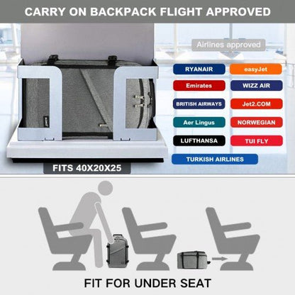 EM2231 - Kono Lightweight Cabin Bag Travel Business Backpack - Grey - Easy Luggage