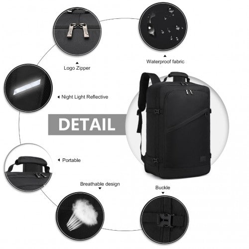 EM2231L - Kono Lightweight Cabin Bag Travel Business Backpack - Black - Easy Luggage