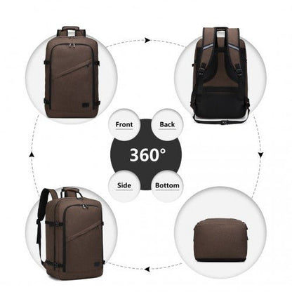 EM2231L - Kono Lightweight Cabin Bag Travel Business Backpack - Brown - Easy Luggage