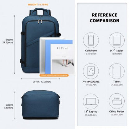 EM2231L - Kono Lightweight Cabin Bag Travel Business Backpack - Navy - Easy Luggage