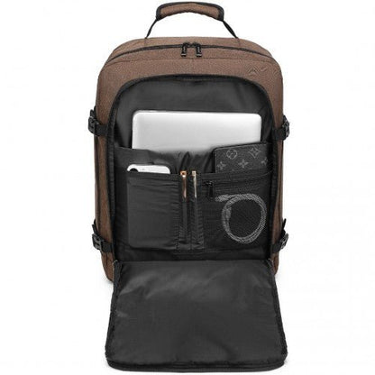 EM2231M - Kono Lightweight Cabin Bag Travel Business Backpack - Brown - Easy Luggage