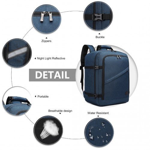 EM2231M - Kono Lightweight Cabin Bag Travel Business Backpack - Navy - Easy Luggage