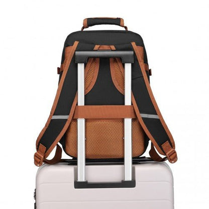 EM2231S - Kono Lightweight Cabin Bag Travel Business Backpack - Black And Brown - Easy Luggage