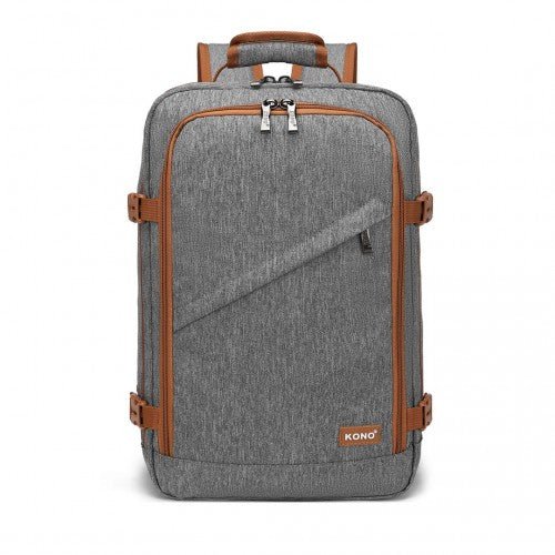 EM2231S - Kono Lightweight Cabin Bag Travel Business Backpack - Grey And Brown - Easy Luggage