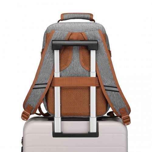 EM2231S - Kono Lightweight Cabin Bag Travel Business Backpack - Grey And Brown - Easy Luggage