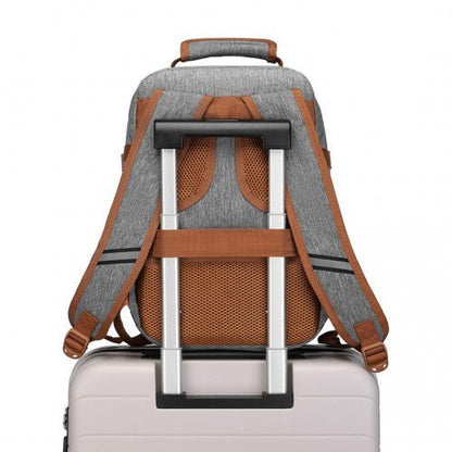 EM2231S - Kono Lightweight Cabin Bag Travel Business Backpack - Grey And Brown - Easy Luggage