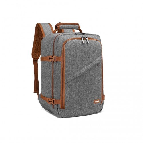 EM2231S - Kono Lightweight Cabin Bag Travel Business Backpack - Grey And Brown - Easy Luggage