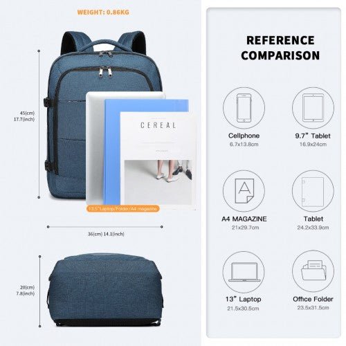 EM2232 - Kono Multi - level High - capacity Cabin Bag Travel Backpack - Navy - Easy Luggage