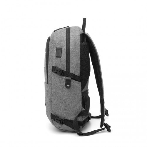 EM2347 - Kono Multi - Compartment Water - Resistant Backpack With USB Charging Port - Grey - Easy Luggage