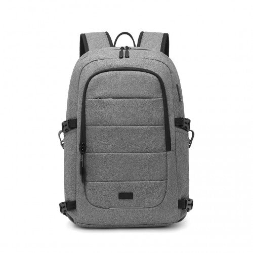 EM2347 - Kono Multi - Compartment Water - Resistant Backpack With USB Charging Port - Grey - Easy Luggage