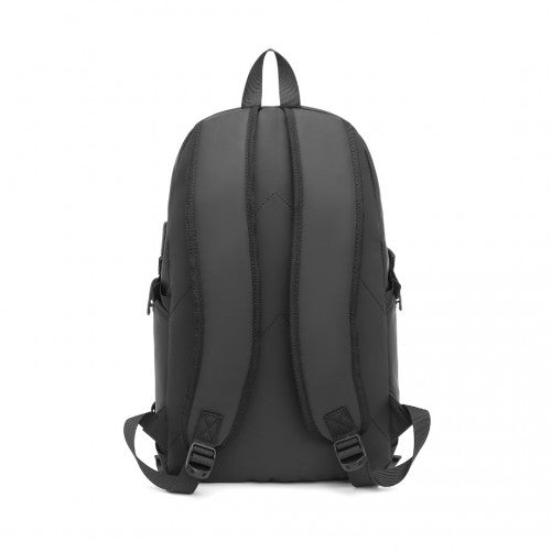 EM2349 - Kono PVC Coated Water - Resistant Tech Backpack With USB Charging Port - Black - Easy Luggage