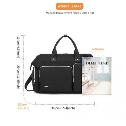 EQ2036 - Kono Multi - Compartment Maternity Bag - Black - Easy Luggage