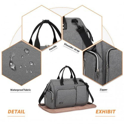 EQ2036 - Kono Multi - Compartment Maternity Bag - Grey - Easy Luggage