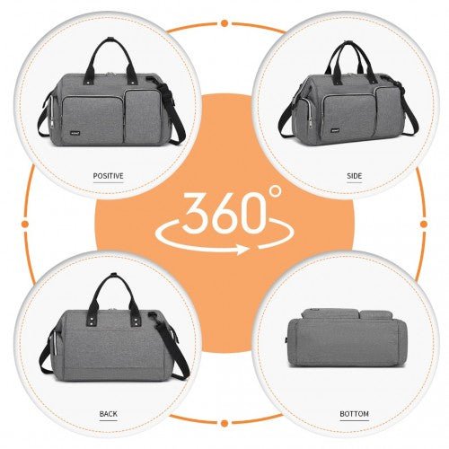 EQ2036 - Kono Multi - Compartment Maternity Bag - Grey - Easy Luggage