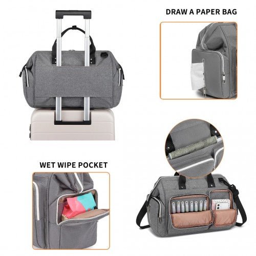 EQ2036 - Kono Multi - Compartment Maternity Bag - Grey - Easy Luggage