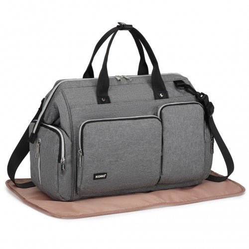 EQ2036 - Kono Multi - Compartment Maternity Bag - Grey - Easy Luggage