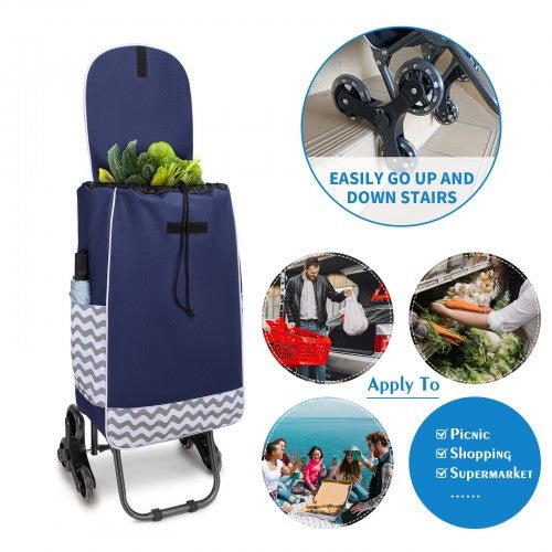 EQ2043 - Kono 6 Wheel Push Shopping Trolley - Navy - Easy Luggage