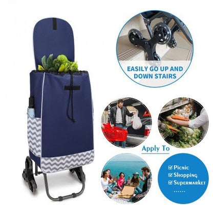 EQ2043 - Kono 6 Wheel Push Shopping Trolley - Navy - Easy Luggage