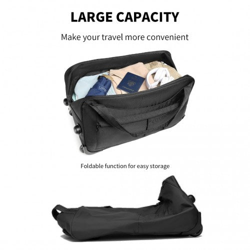 EQ2235 - Kono Foldable Large Capacity Trolley Travel Bag - Black - Easy Luggage