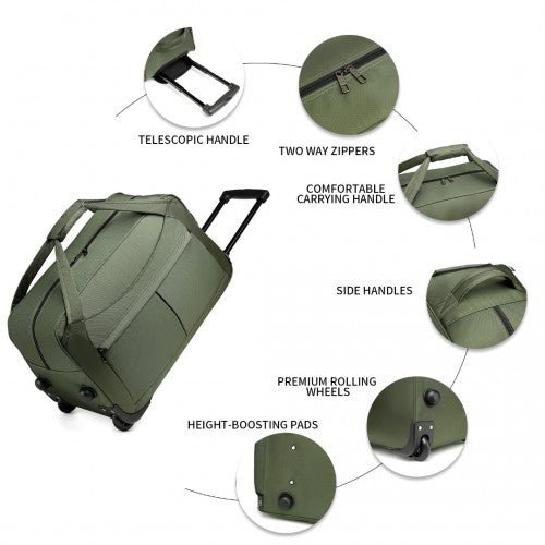 EQ2235 - Kono Foldable Large Capacity Trolley Travel Bag - Green - Easy Luggage