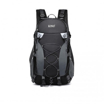 EQ2238 - Kono Multi Functional Outdoor Hiking Backpack With Rain Cover - Black - Easy Luggage