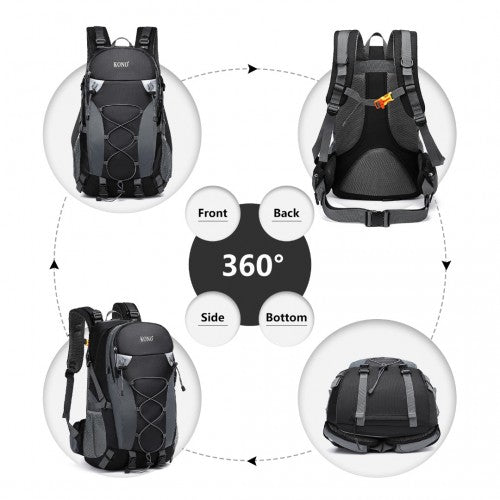 EQ2238 - Kono Multi Functional Outdoor Hiking Backpack With Rain Cover - Black - Easy Luggage
