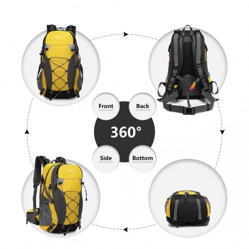 EQ2238 - Kono Multi Functional Outdoor Hiking Backpack With Rain Cover - Yellow - Easy Luggage