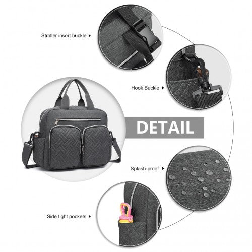 EQ2248 - Kono Durable And Functional Changing Tote Bag - Dark Grey - Easy Luggage