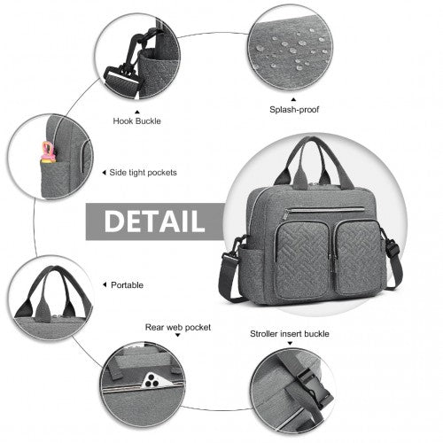 EQ2248 - Kono Durable And Functional Changing Tote Bag - Grey - Easy Luggage