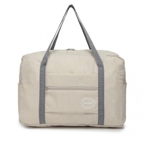EQ2256 - Kono Foldable Waterproof Storage Travel Handbag - Beige - Easy Luggage