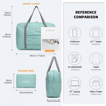 EQ2256 - Kono Foldable Waterproof Storage Travel Handbag - Green - Easy Luggage