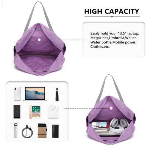 EQ2256 - Kono Foldable Waterproof Storage Travel Handbag - Purple - Easy Luggage