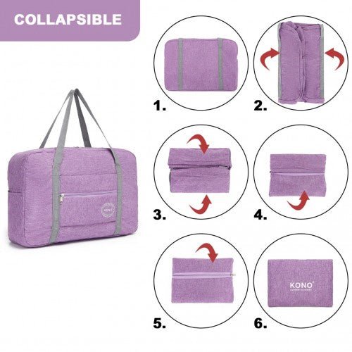 EQ2256 - Kono Foldable Waterproof Storage Travel Handbag - Purple - Easy Luggage