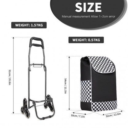 EQ2259 - Kono 6 Wheel Push Shopping Trolley - Black - Easy Luggage