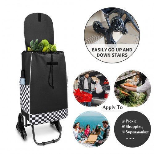 EQ2259 - Kono 6 Wheel Push Shopping Trolley - Black - Easy Luggage