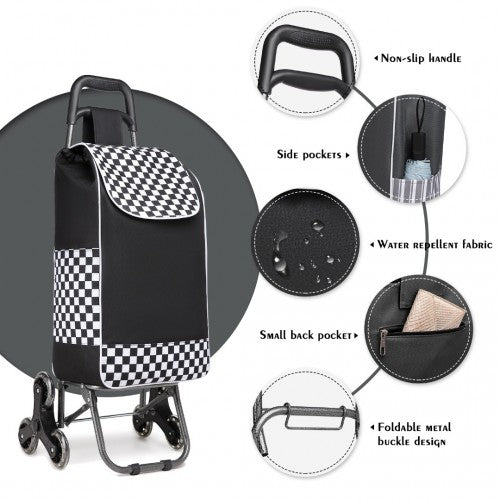 EQ2259 - Kono 6 Wheel Push Shopping Trolley - Black - Easy Luggage